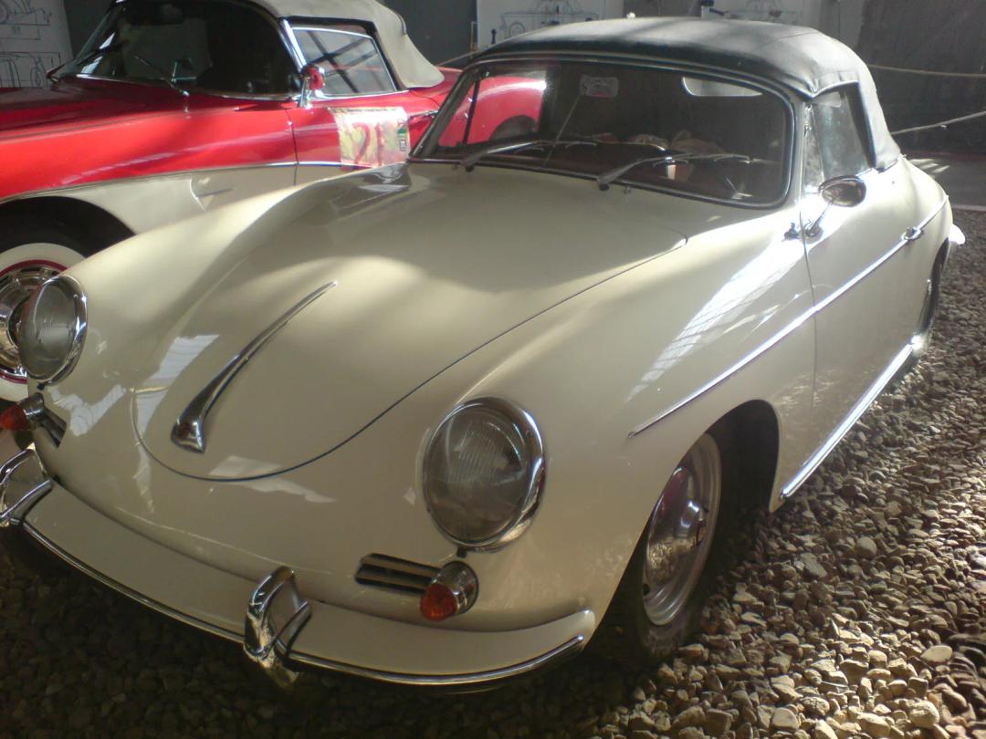 Cream Porsche 356 B coupe, front three-quarter view