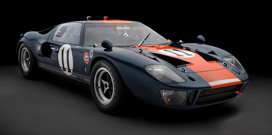 Ford GT40 Mk I in blue and white, a legendary 1960s American-British race car