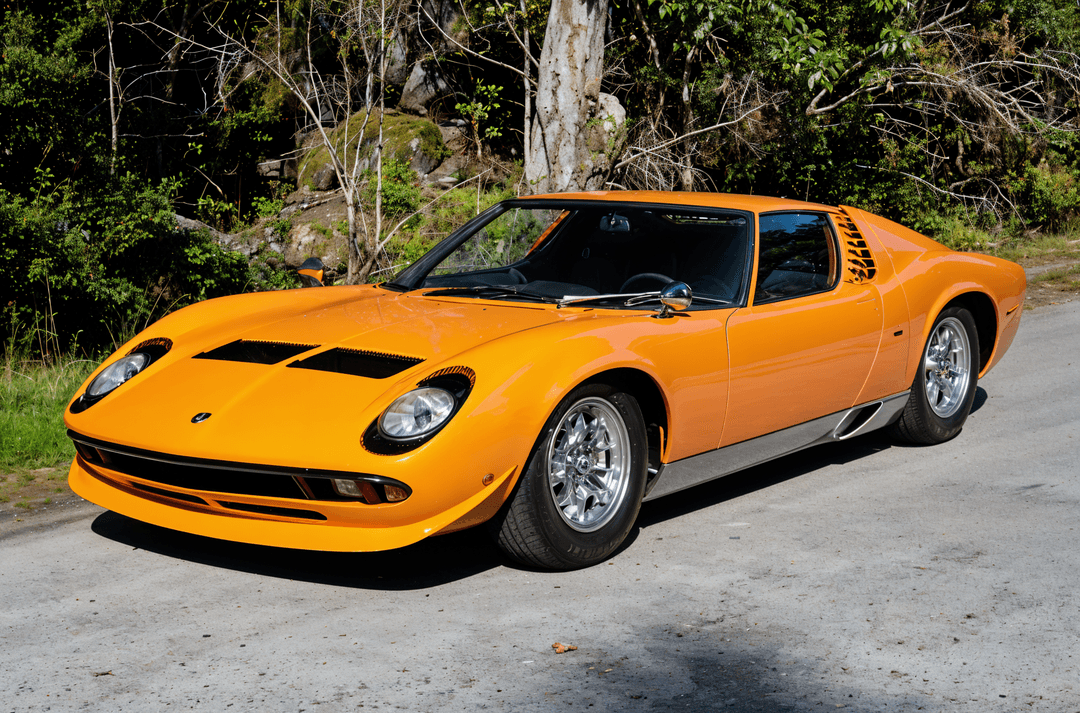 Lamborghini Miura P400 in orange, the groundbreaking 1960s supercar