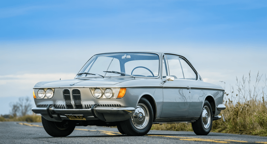 BMW 2000CS in blue, a rare German luxury coupe from the 1960s