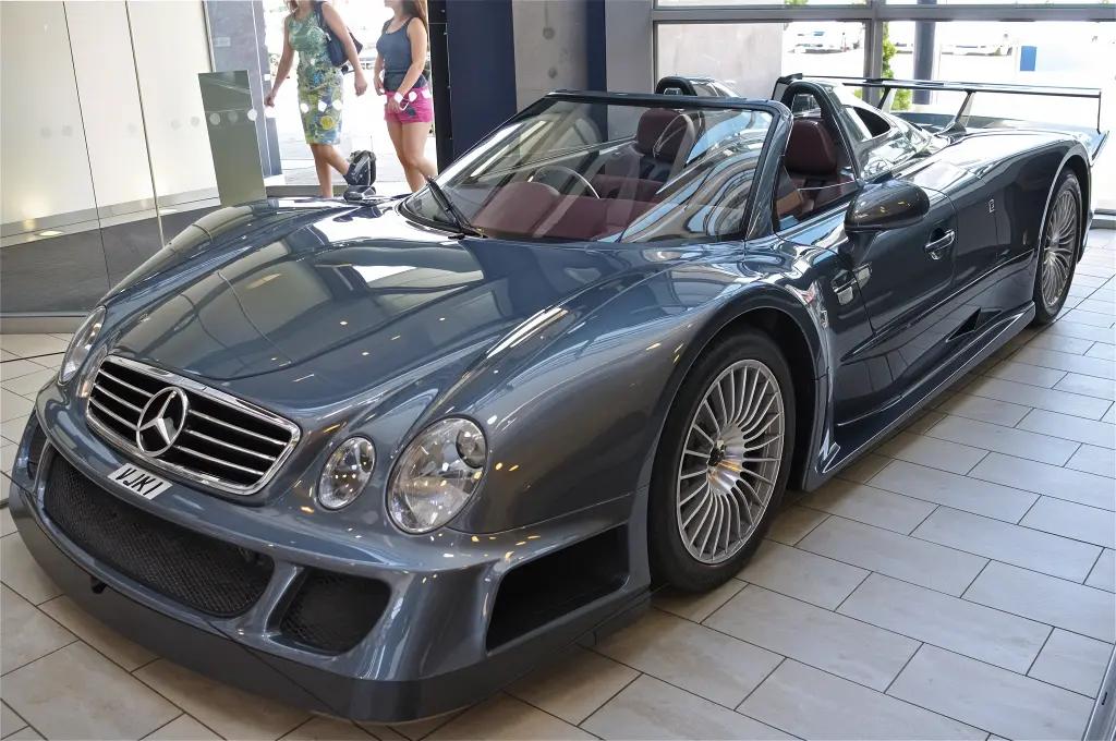 Mercedes-Benz CLK GTR, a rare homologation supercar, on a racetrack