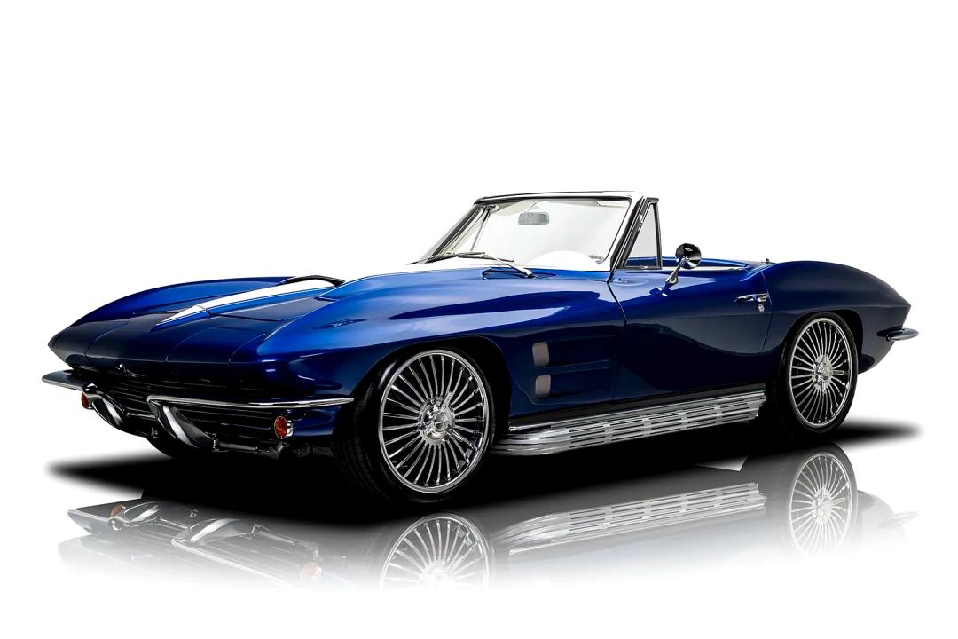 1964 Chevrolet Corvette convertible restomod in metallic blue