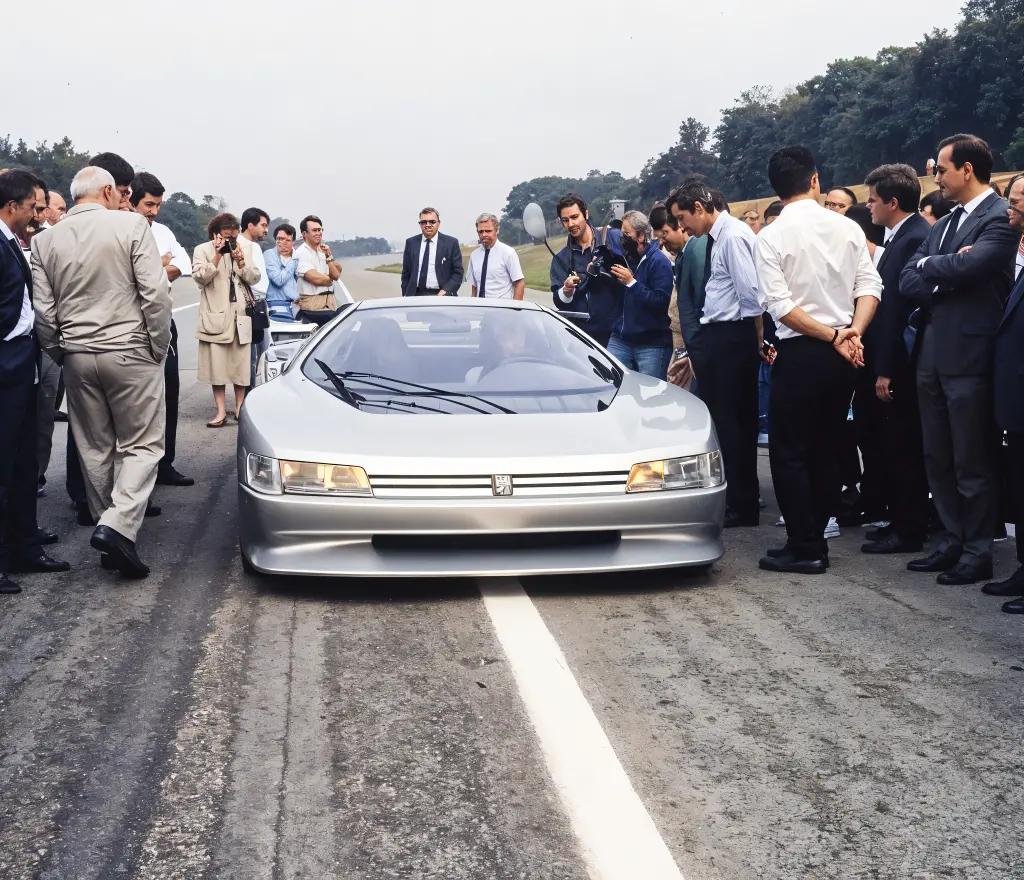 Rear view of the Peugeot Oxia, emphasizing its spoiler, air intakes, and innovative design elements