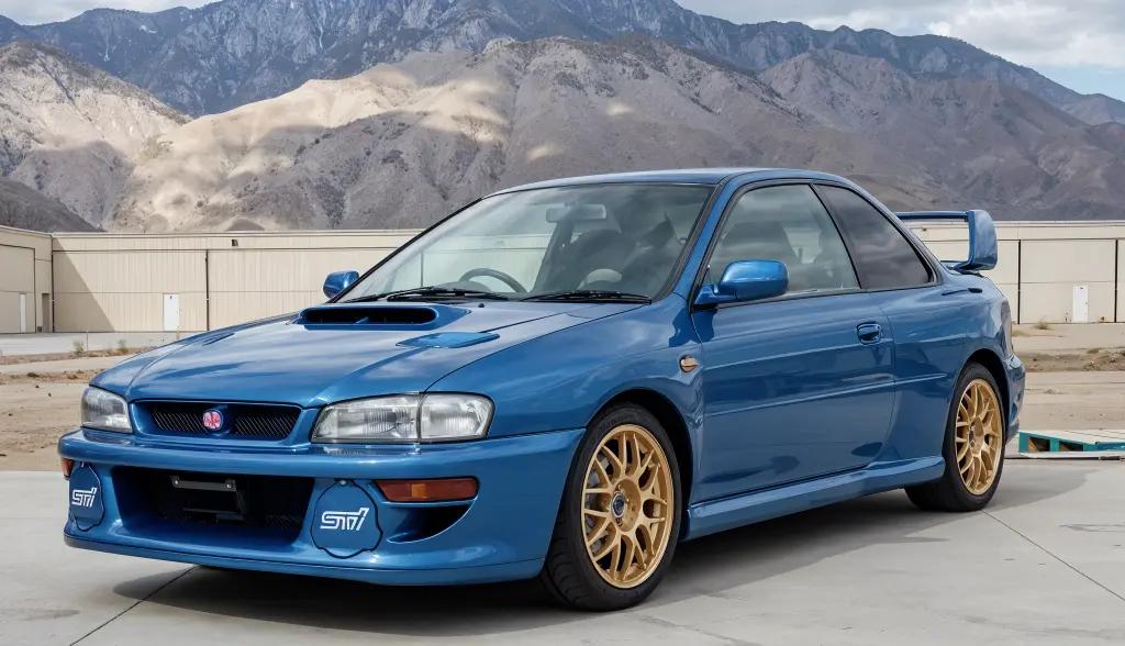 Subaru Impreza 22B STI with wide fenders and an aggressive stance